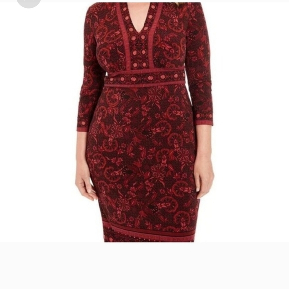 London Times Womens V-Neck Ruched Waist Tiered Skirt Dress - Picture 5 of 8